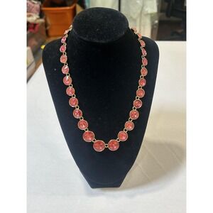 Talbots Necklace Pink Glass 20" Womens Statement Gold Tone Chain Jewelry